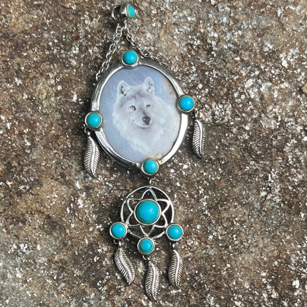 Sterling Silver Signed Wolf Pendant by wildlife artist Eddie Le Page